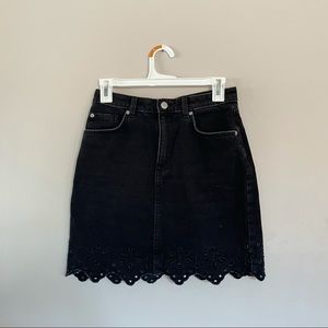 Black Denim Mini Skirt